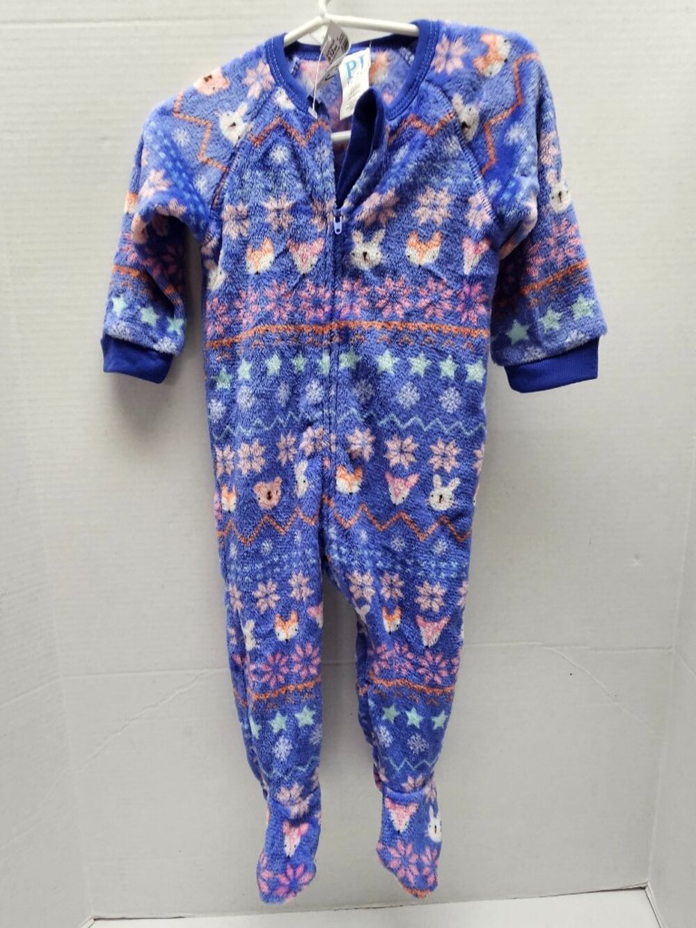 New NWT The Childrens Place PJ Fleece Footed One Piece Pajama Animal 9-12 Month